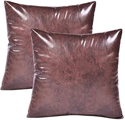 Amazon Com U Love 2pack Faux Leather Throw Pillow Covers Only