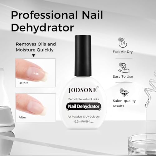 JODSONE Nail Prep Primer – 2 Pieces 16.5 ml Semi-Permanent Nail Primer and Dehydrated Natural Nail Prep Set, Ideal for Art Design at Home, Long-Lasting Gift