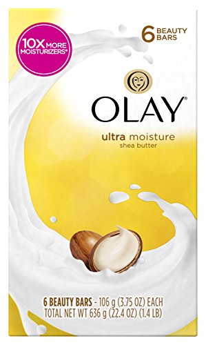 Olay Moisture Outlast Ultra Moisture Shea Butter Beauty Bar with Vitamin B3 Complex, 3.75 oz, (Pack of 6)