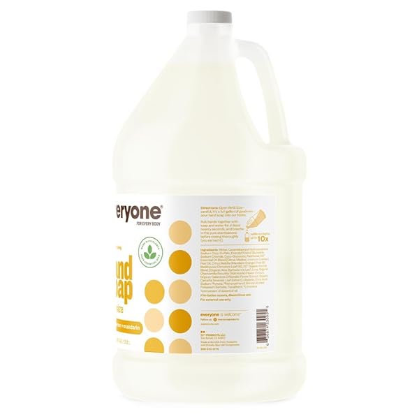 EVERYONE LIQUID HAND SOAP REFILL, 1 GALLON, MEYER LEMON AND MANDARIN, PLANT-BASED CLEANSER WITH PURE ESSENTIAL OILS
