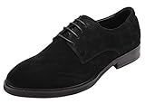 FARYM Men's Select Suede Leather Comfort Slim Work Leisure Dress Shoes Black 44 EU