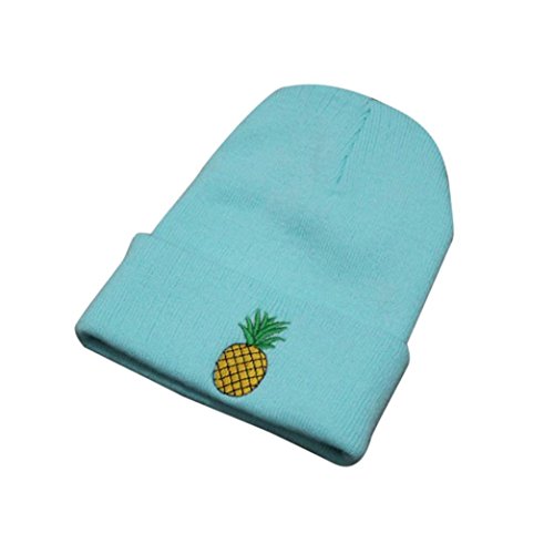 GBSELL Fashion Men's Women's Winter Pineapple Knit Beanie Slouchy Hat Sport Cap (Black) (Blue)
