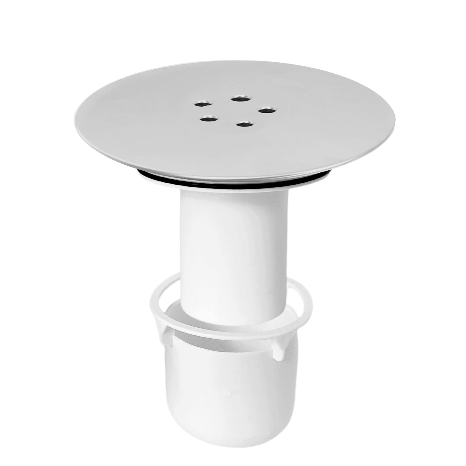 zingking Shower Drain Cover Replacement, Chrome Shower Trap Cover, Removable Top Fitting Cap Parts, 90mm/115mm Shower Plughole Cover, Fast Flow Shower Tray Waste (White)