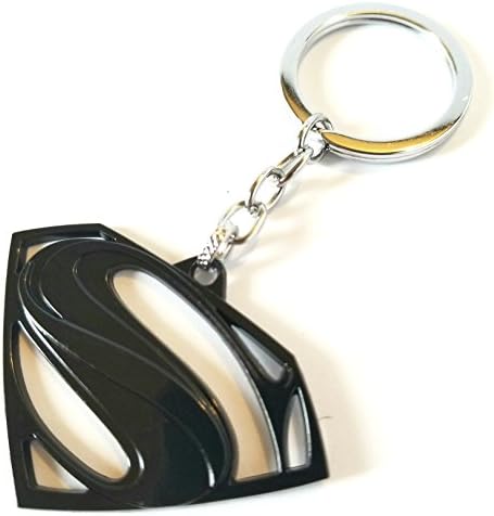 MooNLeo Superman S Symbol Keychain - DC comics accessory for your home, auto, or boat keys (Black, alloy)