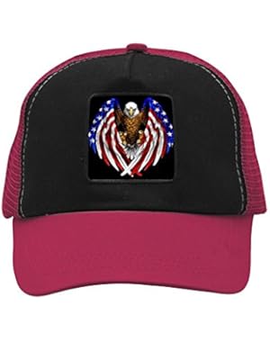 Unisex American Flag Eagle Wings Trucker Hat Adjustable Mesh Cap