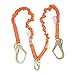 Malta Dynamics 4.5' to 6' Fall Protection Double Leg Stretch Internal Shock Absorbing Lanyard with 1 Steel Snap Hook and 2 Rebar Hooks, OSHA/ANSI Compliant