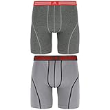 adidas Men's Athletic Stretch Cotton Midway Underwear (2 Pack), Marl Heather Black/Ray Red/Grey, Small