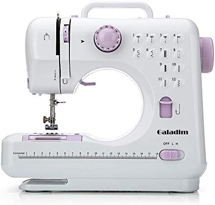 Sewing Machine by Galadim (12 Stitches, 2 Speeds, LED Sewing Light, Foot Pedal) - Electric Overlock Sewing Machines - Small Household Sewing Handheld Tool GD-015-V
