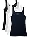 Caramel Cantina 4 Pack Junior's Skinny Tank Top (Large, Black/White/Navy/Grey)