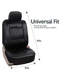 Zone Tech Cubiertas universales de cuerpo para asiento de auto   cubierta para asiento de auto de cuero PU, decoración interior, de calce universal, color negro clásico, 11 piezas de lujo