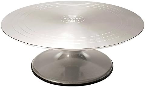 Aluminum Top Heirloom Quality Revolving Cake Stand for Decorating, Display and Serving by Bakers Guild Tools