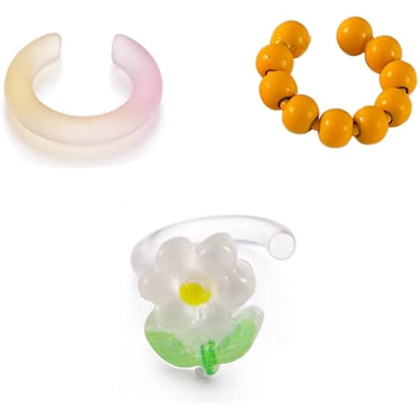 4 Piece Resin Ear Cuff Set - Colorful Y2K Clip Earrings For Women & Girls