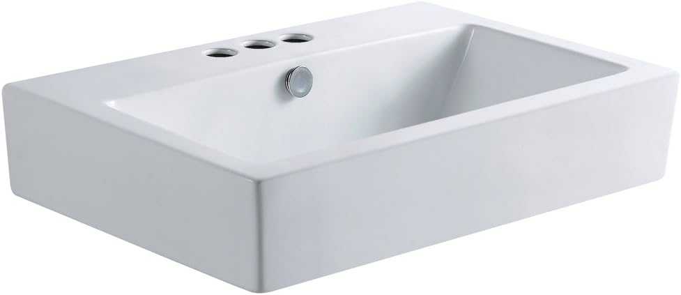 Princeton Brass PEV4318W34 rectangular shape counter top vitreous china lavatory sink with 4 inch center faucet hole