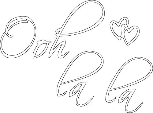 Picniva White 22" X 14" OOH LA LA Paris France Hearts Love Quote Vinyl Wall Decal Decor Art Sticker