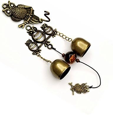 Vintage Bronze Wind Chimes with Beaded Brass Bell Home Hanging Decoration (Owl)