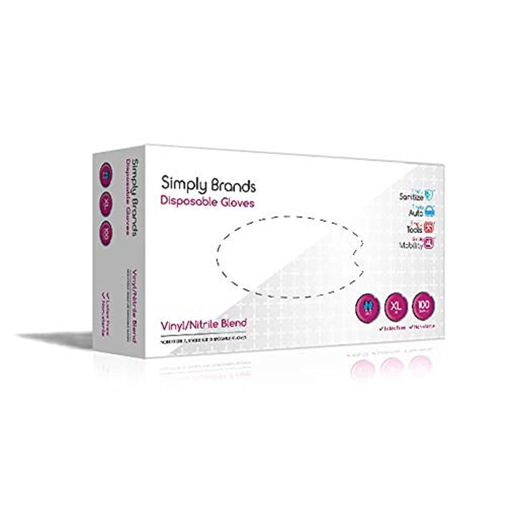 Simply Sanitize 100pk X-Large Nitrile/Vinyl Blend Disposable Gloves, Blue, VNG004