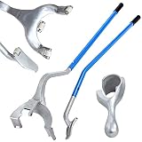 Goplus Tire Changer, 17.5" to 24" Steel Tire Mount Demount Tool Kit, Tubeless Truck Bead Breaker Manual Tire Changing Tools (Blue)