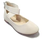 BellaMarie Girl Kids Dress Ballet Ankle Strap Flats Slip On Comfortable Ballerina Synthetic Leather Shoes
