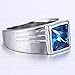 Jude Jewelers Stainless Steel Square Cut Blue Gemstone Ring (Blue, 9)