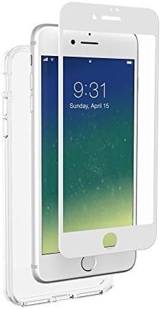 Altigo Triumph Tempered Glass Screen Protector and Case for iPhone 8 Plus and iPhone 7 Plus: White Glass Front, Shockproof, Anti-Scratch, 360 Degree Protection