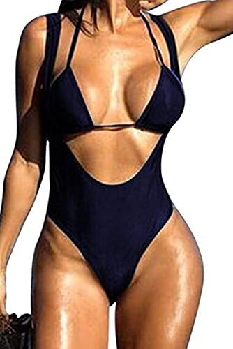 Jacob Oliver New style Women's Straps Swimwear Push Up Backless Sexy Two Piece Bikini Set(BK,M) Style1-blackMedium comfortable