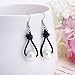 White Pearl Dangle Earrings on Genuine Leather Cord Hook Drop Bohemian Jewelry for Women Black