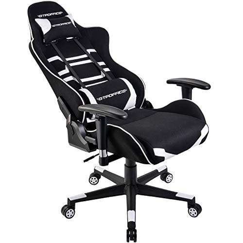 GTPOFFICE Gaming Chair Racing Style Office Ergonomic Conference Executive Manager Work Chair High Back Adjustable Swivel Computer Desk Task Chair Tilt E-Sports Chair (White)