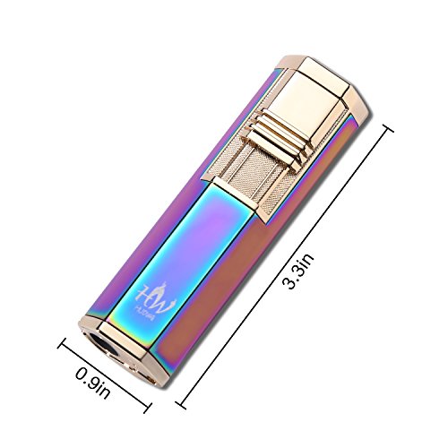HUOWA Dual Jets Torch Cigar Lighter with a Cigar Punch Cutter, Butane Gas Fuel Refillable Windproof Cigarette Lighter (Colorful) - Thumbnail 3