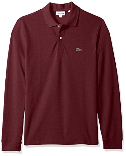 Lacoste Men's Long Sleeve Classic Chine Pique Polo, Red Basque Chine, 3