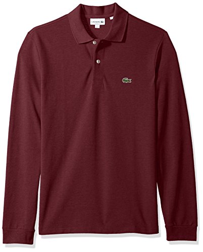 Lacoste Men's Long Sleeve Classic Chine Pique Polo, Red Basque Chine, 4