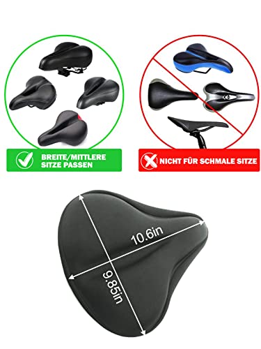 Gel Bike Saddle Covers Large Size Extra Comfortable Soft Gel Construction with FUCNEN Bicycle Seat Raincover Waterproof Dustproof Suitable for Road Exercise Spin Stationary Bike Seat Padded Bike Saddle Cushion for Men Women Kids Great Gift for Cyclist Family Friends Butt Saver