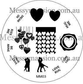 MESSY MANSION MM03 Nail Art Stamping Plate - Valentines Day