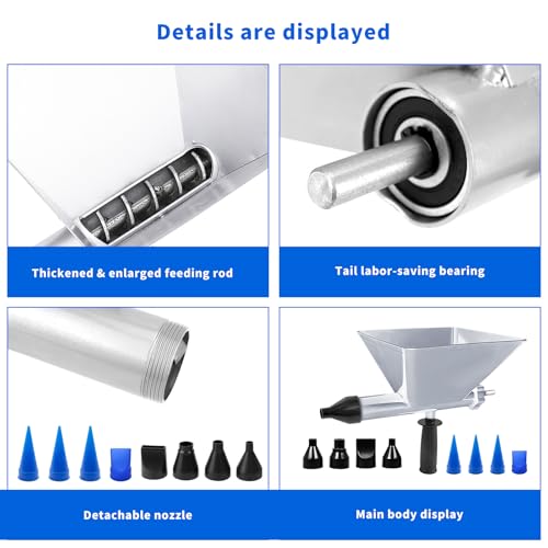 Electric Mortar Sealer Gun with 8 Removable Nozzles, Portable Electric Mortar Gun Funnel Shape for Mortar Seals Sealing Tools