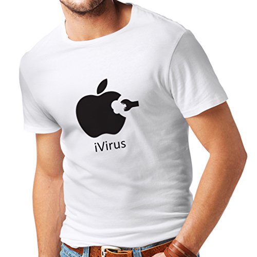 lepni.me T Shirts for Men iVirus - Best Funny Cool Gadget Fan Gifts (XXXX-Large White Black)
