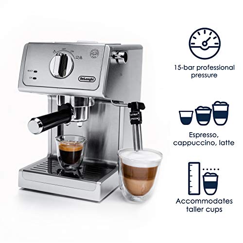 De'Longhi Bar Pump Espresso and Cappuccino Machine, 15", Stainless
