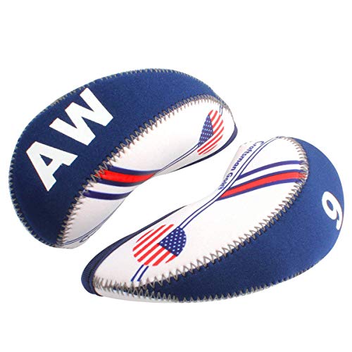 SunTrade 10pcs Golf White & Blue US Flag Neoprene Golf Club Head Cover,for Titleist, Callaway, Ping, Taylormade, Cobra, Nike, Etc. - Thumbnail 4