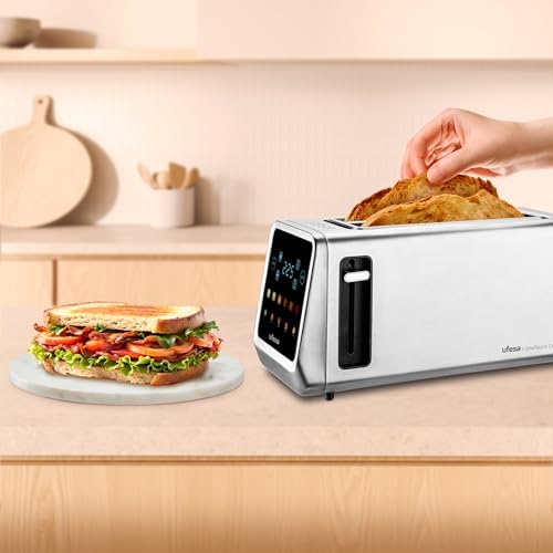 One Touch Duo Plus, Tostador Digital 1400W, 2 Ranuras, Pantalla LED, 6 Niveles, Funciones Pan, Bagel, Muffin, Gofre, Recalentar, Descongelar, Memoria, Bandeja Recogemigas