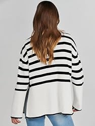 ANRABESS Women's Striped Long Sleeve Tutrleneck