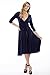 Auditions Women's Wrap Dress A Line Fit and Flare 3/4 Sleeve V Neckline Dress (S, Navy)