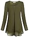 Cestyle Tunic Blouses, Women's Roll Up Sleeve Round Neck Leggings Tops 2017 Fashion Clothes Drape Hem Chiffon Long Shirt For Office Olive Green X-Large
