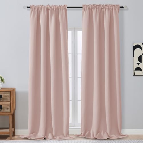 OVZME Blush Pink Blackout Curtains Long