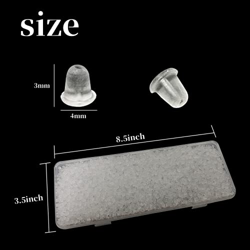 MUXGOA 4300 Pcs Earring Backs for Droopy Ears,0.26 LB Rubber Earring Backs Clear Earring Backs for Women,Diameter 4mm