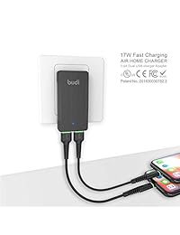Cargador de pared extrafino de 2 puertos USB-A universal con tecnología Smart IC   Carga rápida para iPhone, iPad, smartphones, tabletas y Kindle (plegable)