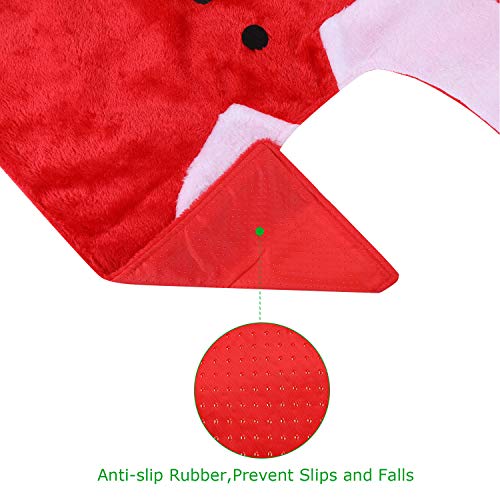 Christmas Toilet Seat Cover, Iyoyo 3 Pieces Snowman Santa Toilet Cover and Rug, Tank & Toilet Paper Box Cover Christmas Decorations for Bathroom Red