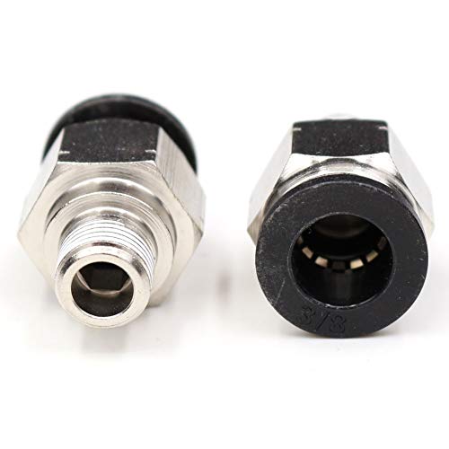 CEKER Push to Connect Air Pipe Fittings PC 3/8" Tube Od x 1/8" NPT Thread Male Straight Pneumatic Fitting Push in Quick Tube Fitting Connector 5Pack