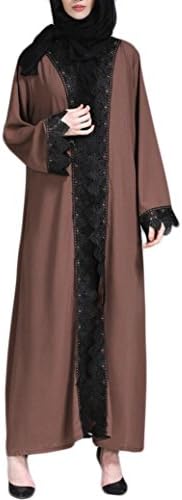 Muslim Islamic Clothing,Vanvler Women Kimono Long Sleeve Dress { Middle East Gown } (XL, Coffee)