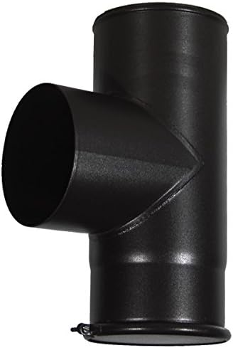ChimFit 6" 90 Degree Tee Piece & Cap Black Vitreous Enamelled Flue Pipe For Wood Burning Multifuel Stoves