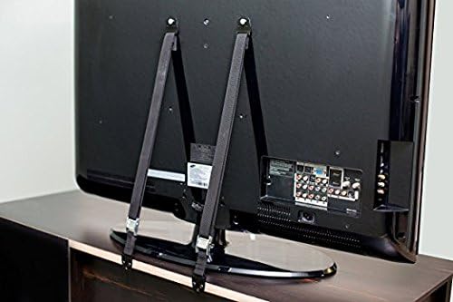 TV and Furniture Anti-Tip Straps Heavy Duty Strap and All Metal Parts | All Flat Screen TV/Furniture Mounting Hardware Included | No Plastic Parts (2 Pack, Black)