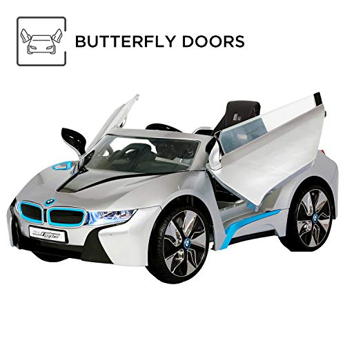 Rollplay 6V BMW I8 Kid's Ride-On Car - for Boys & Girls Ages 3 & Up - Battery-Powered Ride On Toy- Silver