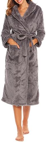 Dorani Women's Shawl Collar Super Plush Microfiber Fleece Long Bathrobe Robe S-XXL